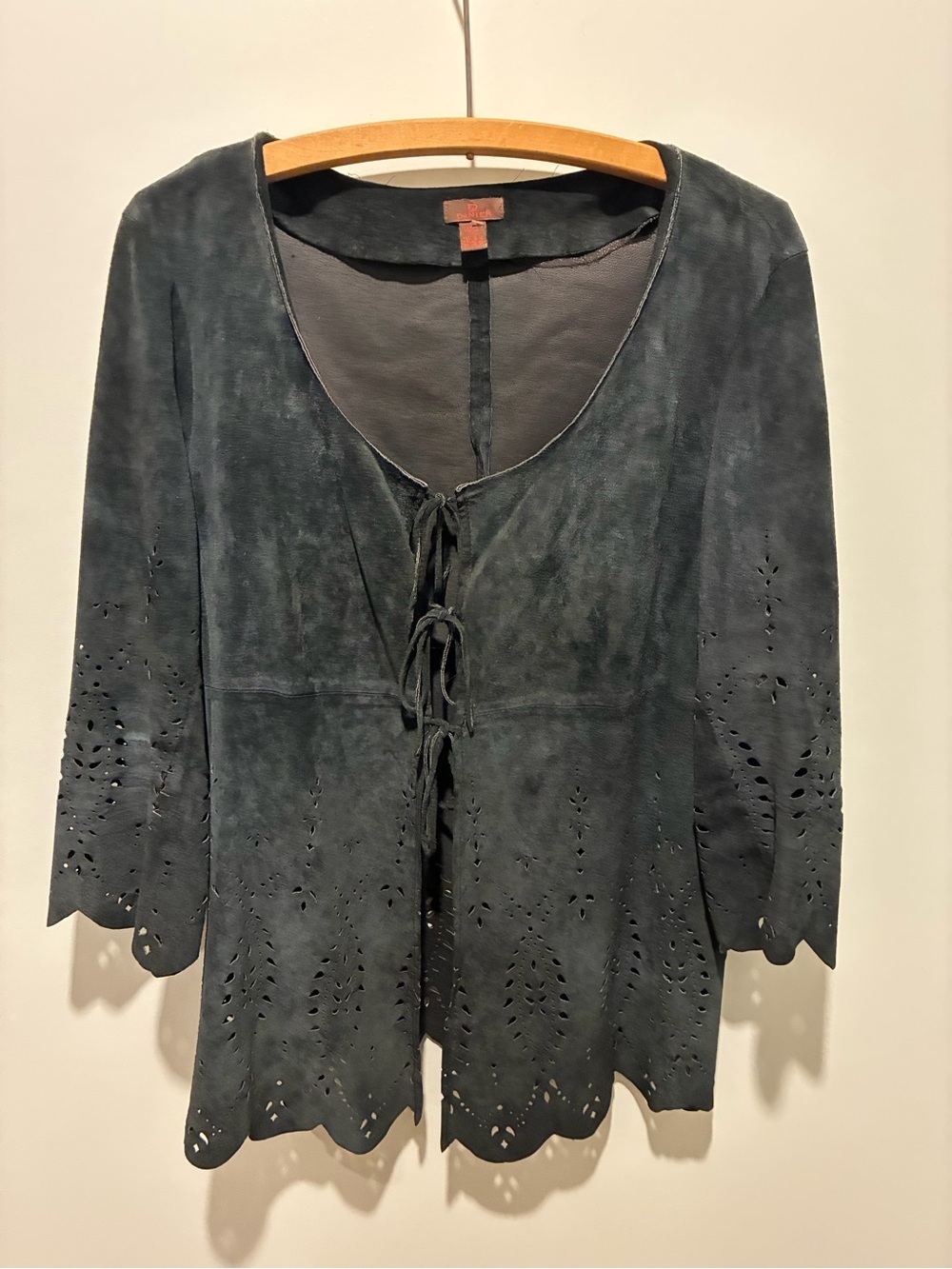 Vintage Danier Blue/Grey Suede Tie-Front Women's Jacket Size Medium